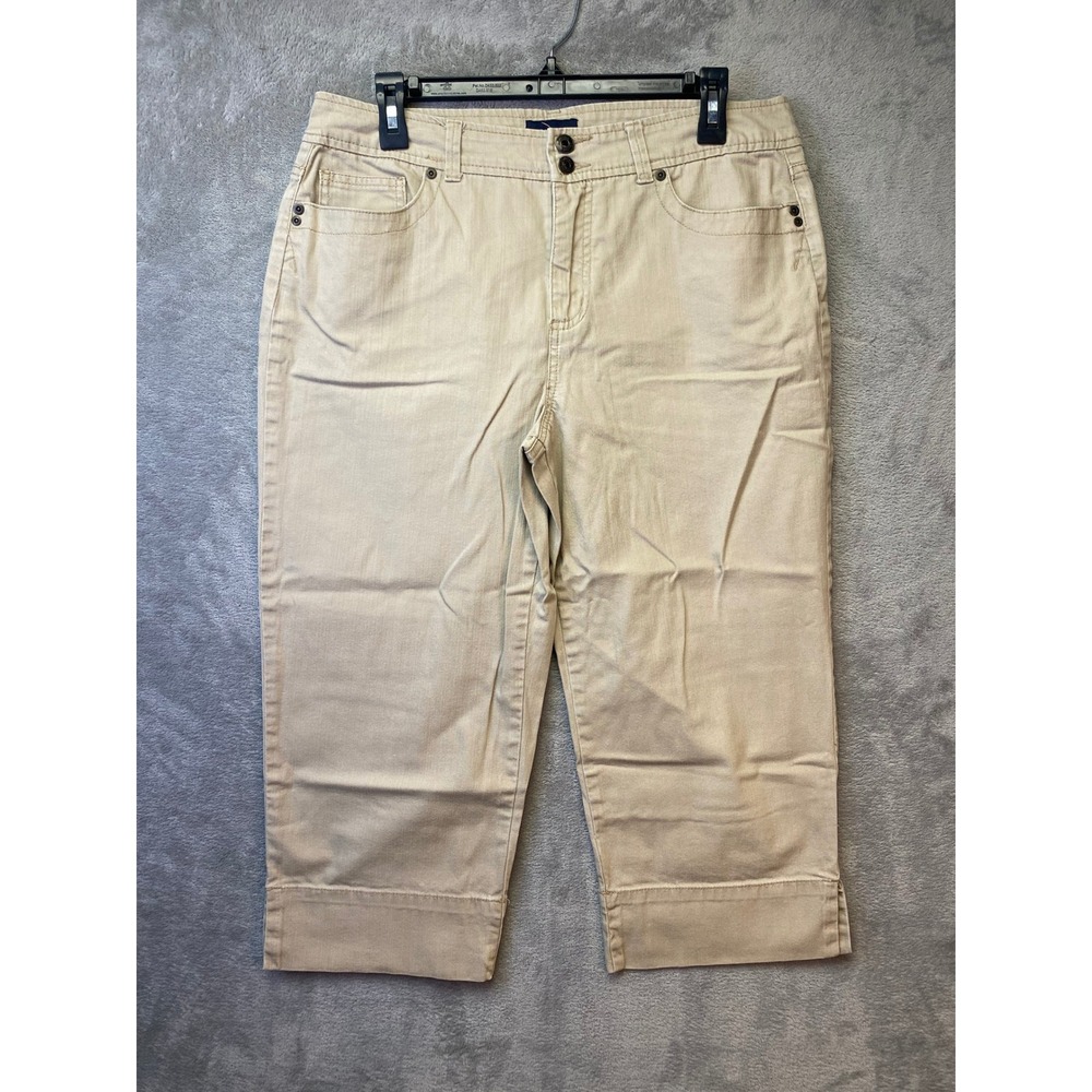 Sonoma Capri Pants Womens 12 Lifestyle Tan Stretch Twill Casual EUC